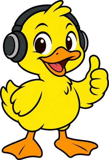 DevDuck wearing headphones and giving a thumbs up